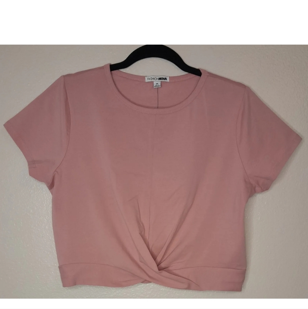 Fashion Nova Holly Twist Front Tee Shirt/Blouse Color Blush Size 1X NWT